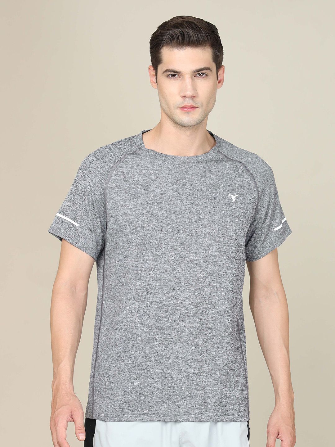 Technosport Self Design Round Neck Slim Fit Rapid-Dry Sports T-shirt