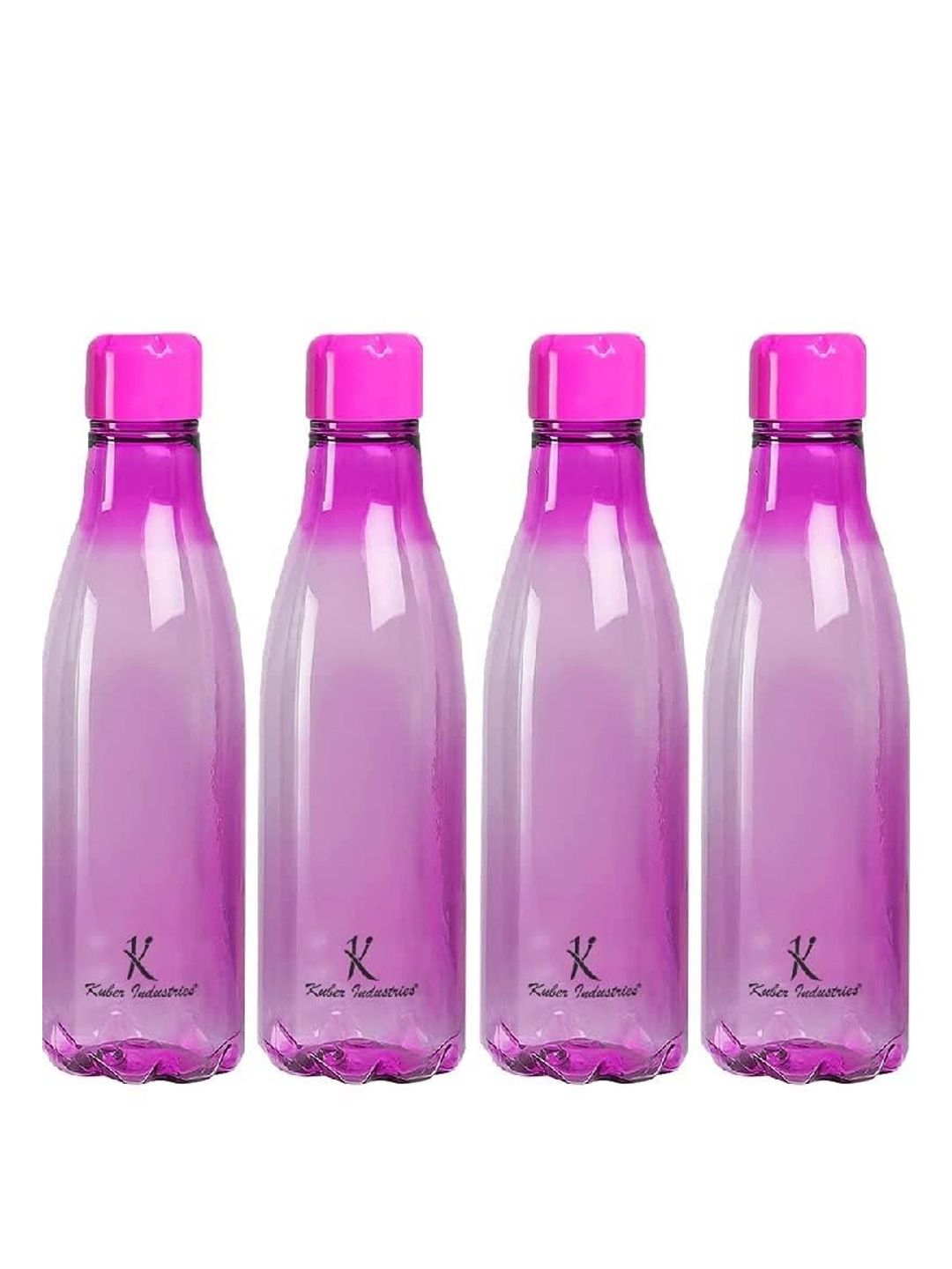 Kuber Industries Purple Brand Logo Plastic Spill Proof 4 Piece Water Bottle - 1L
