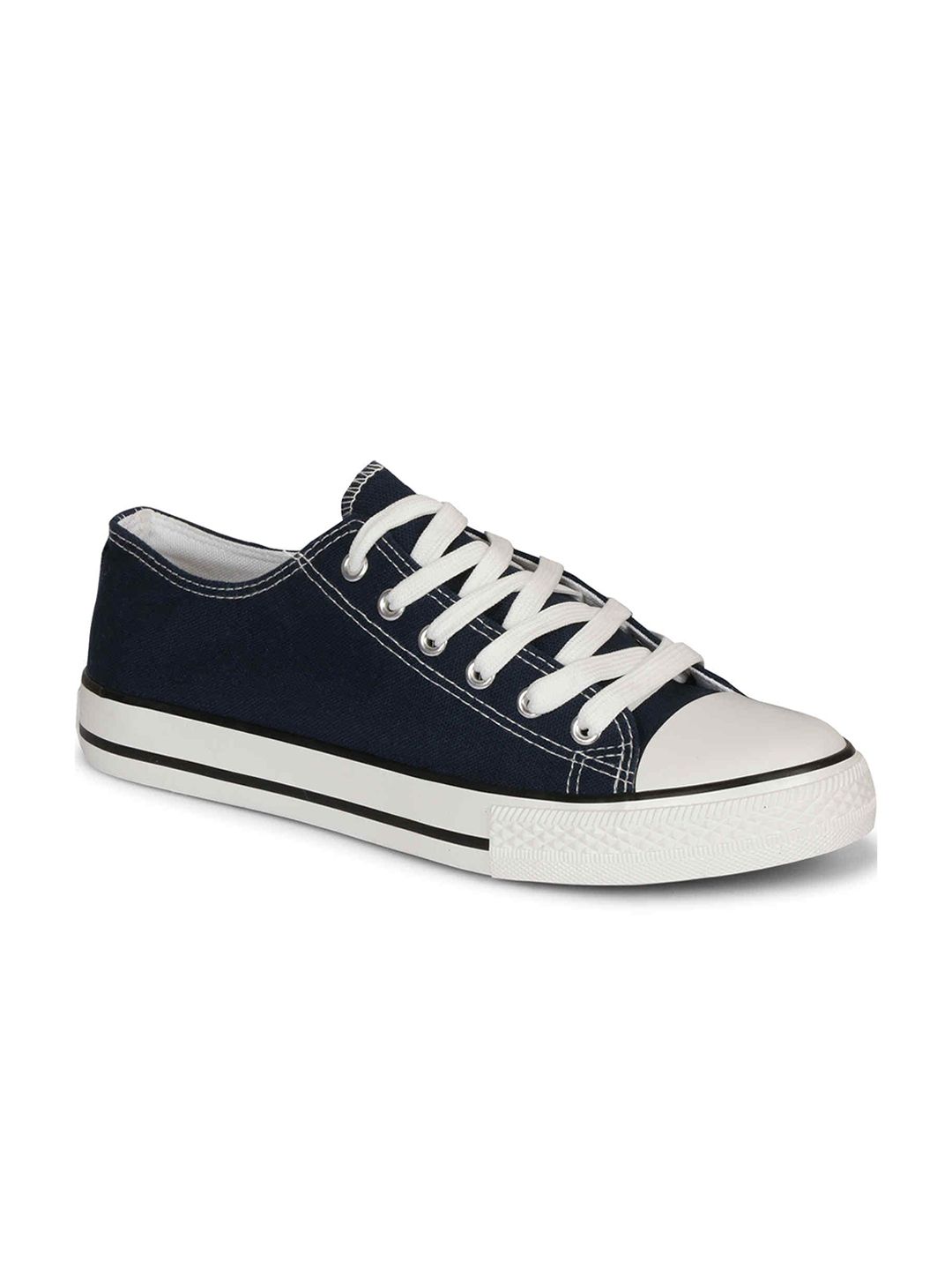 The Roadster Lifestyle Co. Men Navy Blue Comfort Insole Contrast Sole Canvas Sneakers