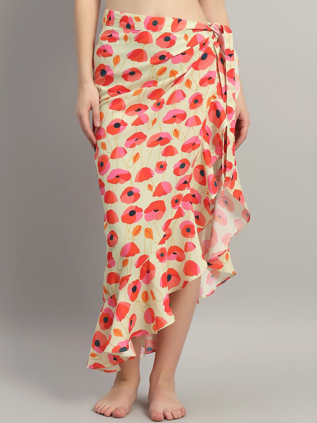 Beau Design Floral Printed Swimwear Cover up Skirt