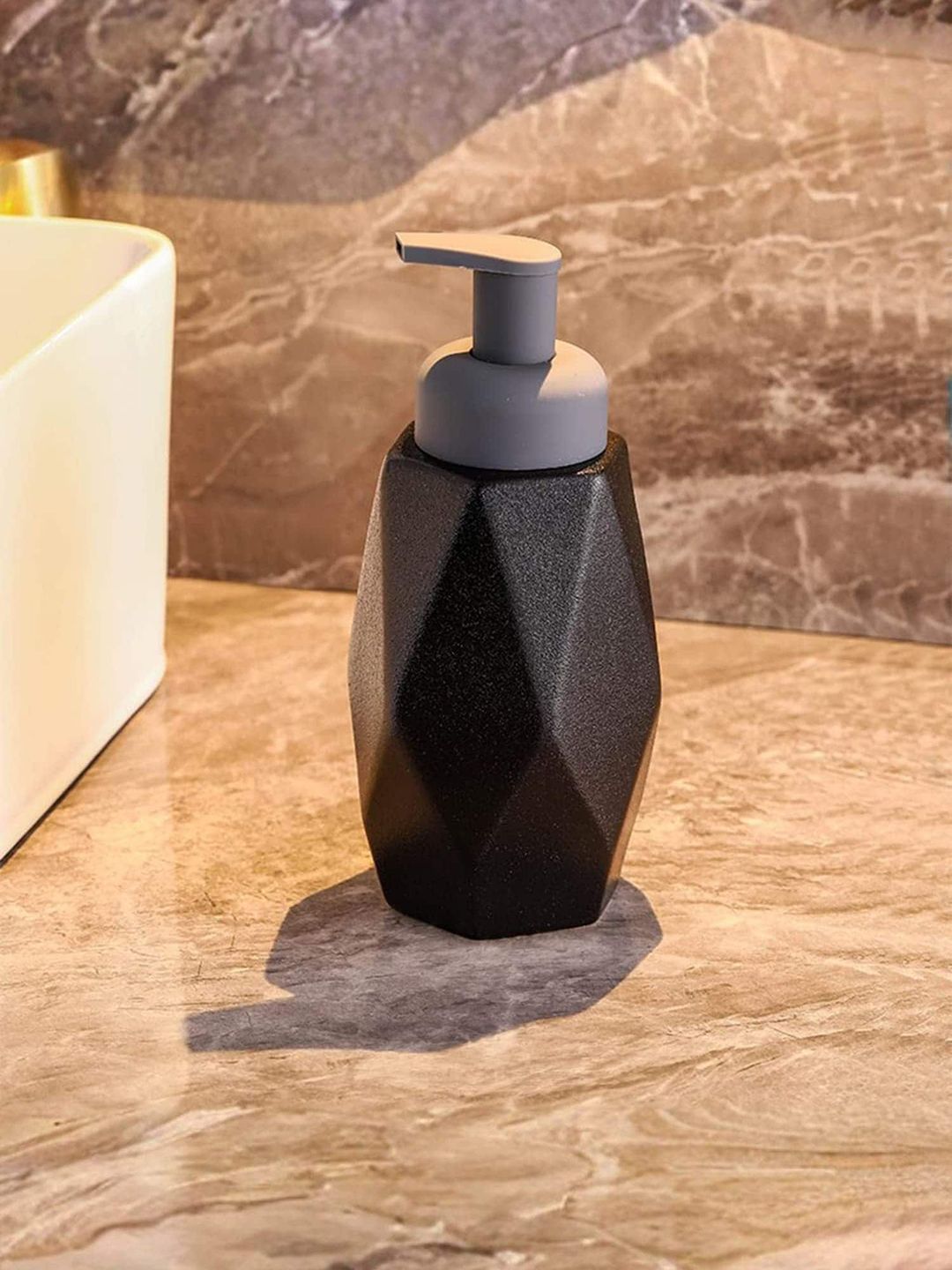 UMAI Black Textured Stoneware Soap Dispenser 400 ml
