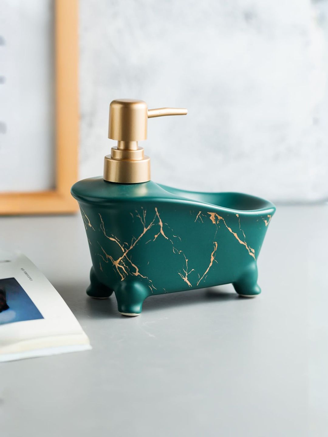 UMAI Green Printed Stoneware Soap Dispenser