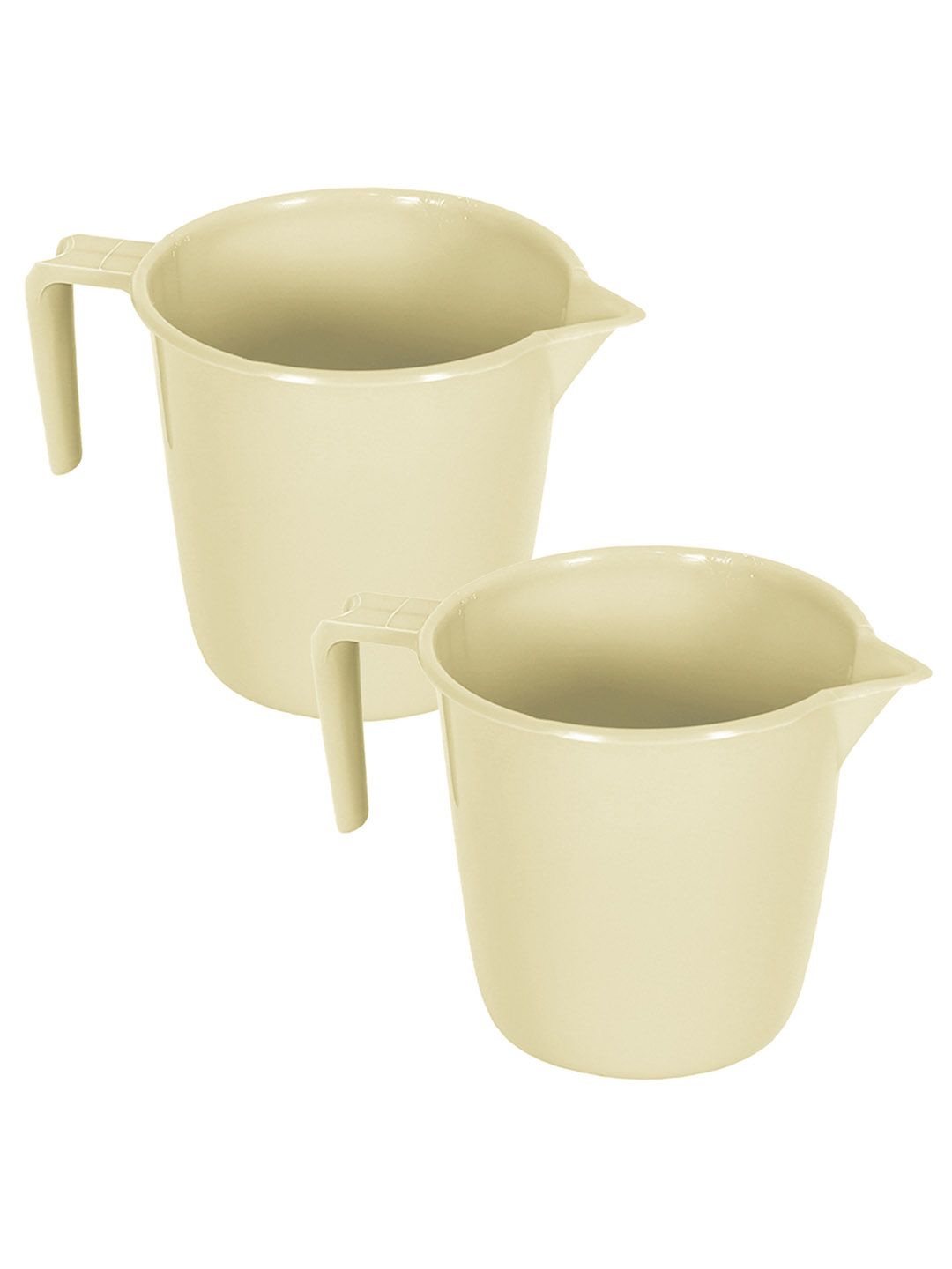 Kuber Industries Beige Pack of 2 Solid Bathroom Plastic Mugs