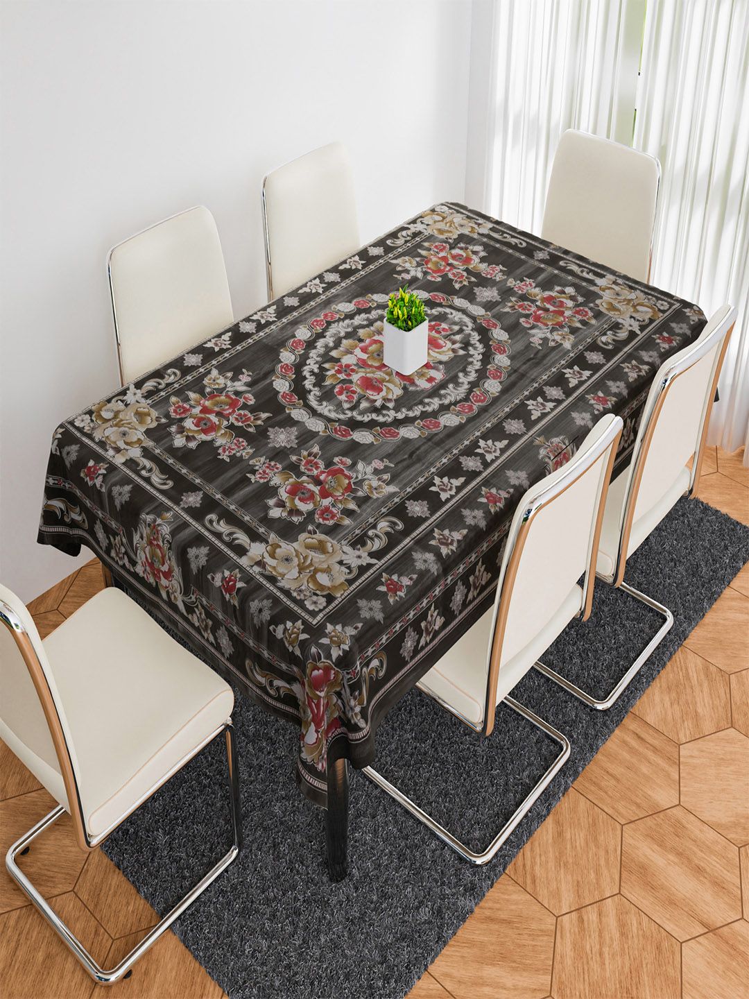 Kuber Industries Black & White Checked Floor Mat