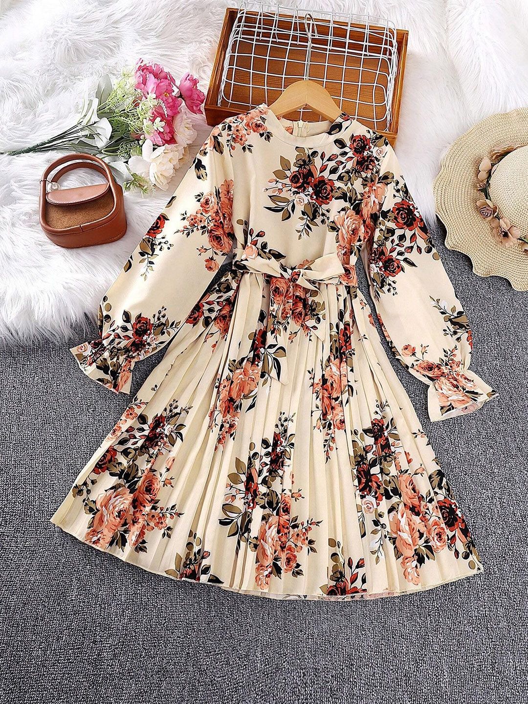 Buy BAESD Floral Print Cape Sleeve Fit & Flare Dress - Dresses for Girls  27985312 | Myntra
