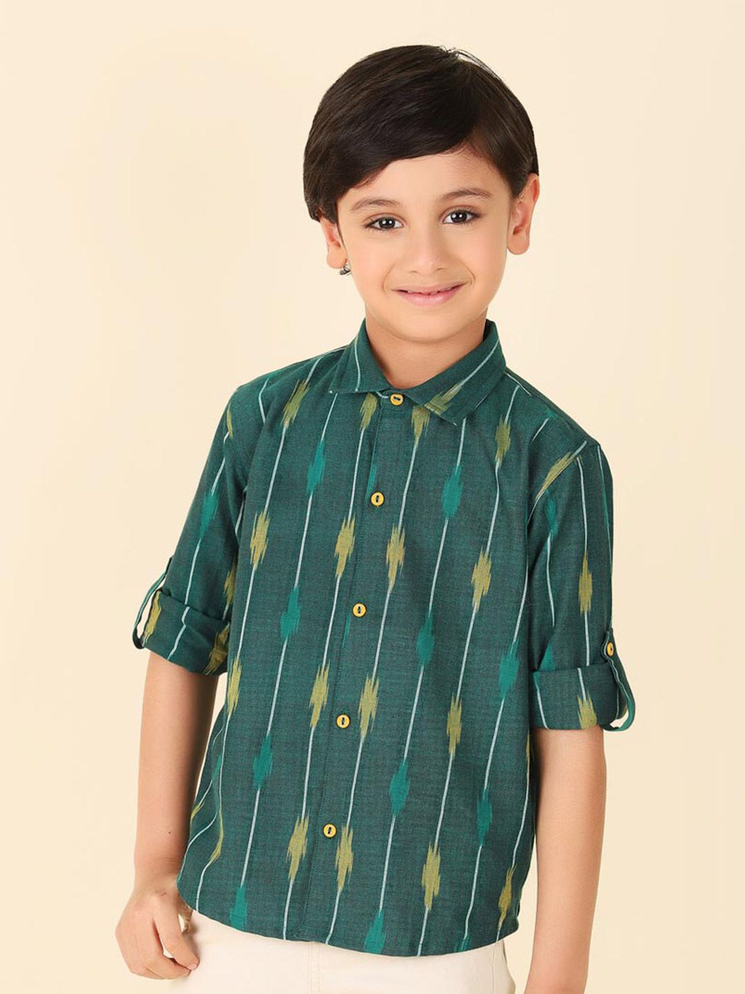 Fabindia Boys Opaque Checked Cotton Casual Shirt