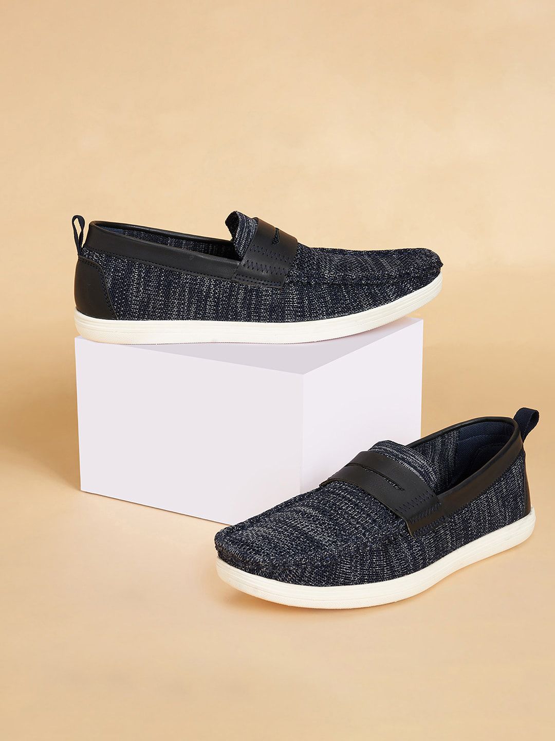 BYFORD by Pantaloons Men Textured Comfort Insole Contrast Sole Slip-On Sneakers