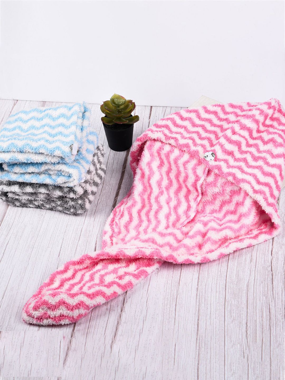 Kuber Industries Blue 3 Pieces Hair Wrapper 380 GSM