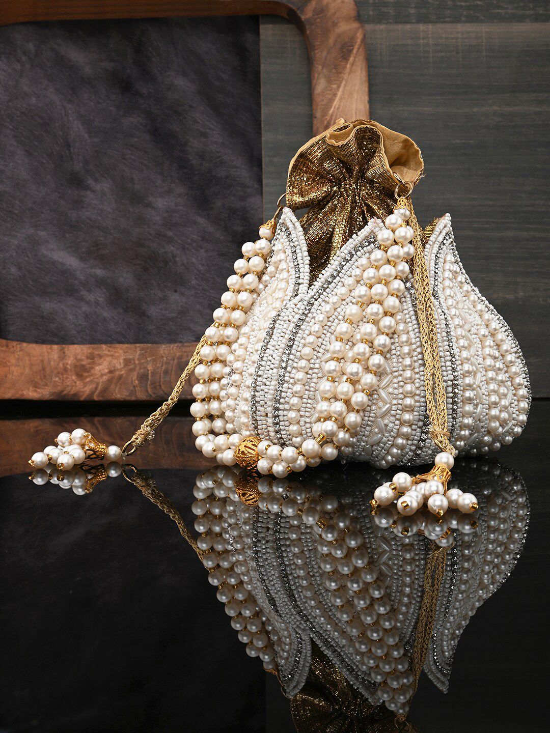 Anouk Gold-Toned Embellished Potli Cutch