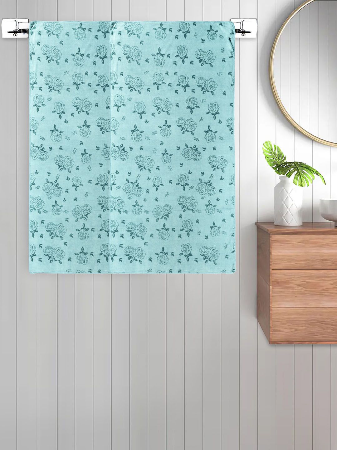 FABINALIV Kids Green 2 Pieces Printed Cotton 300 GSM Bath Towel