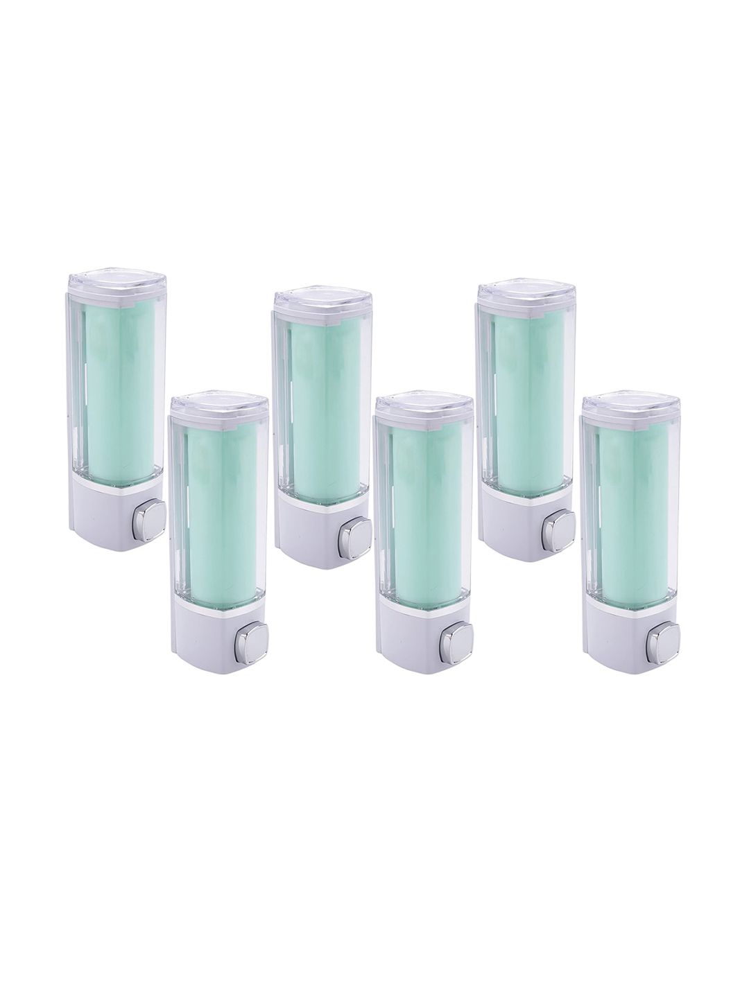 Kuber Industries Green & White 6 Pieces Soap Dispensers 250 ml Each