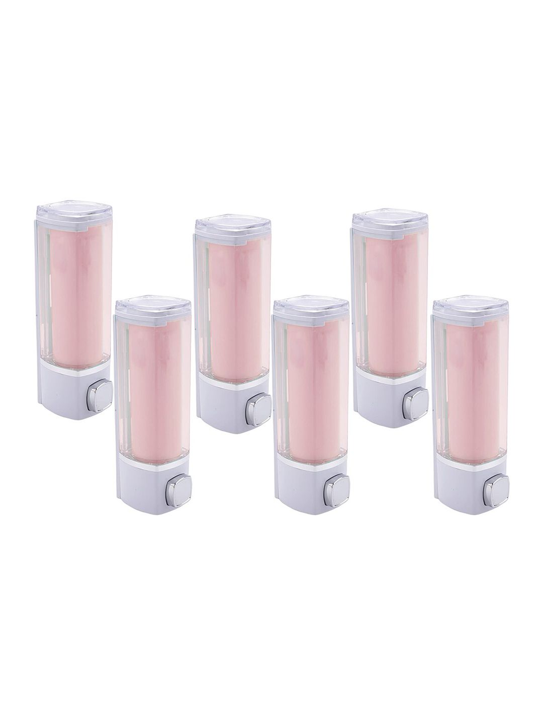Kuber Industries Pink & White 6 Pieces Soap Dispensers 250 ml Each