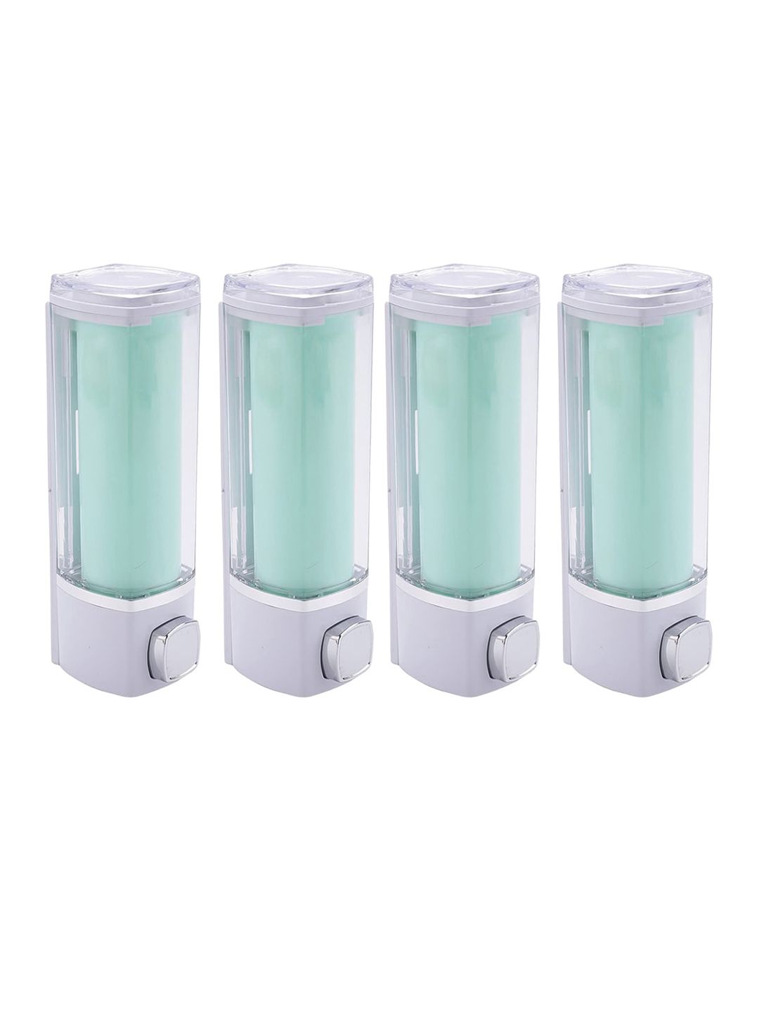 Kuber Industries Green & White 4 Pieces Soap Dispensers 250 ml Each
