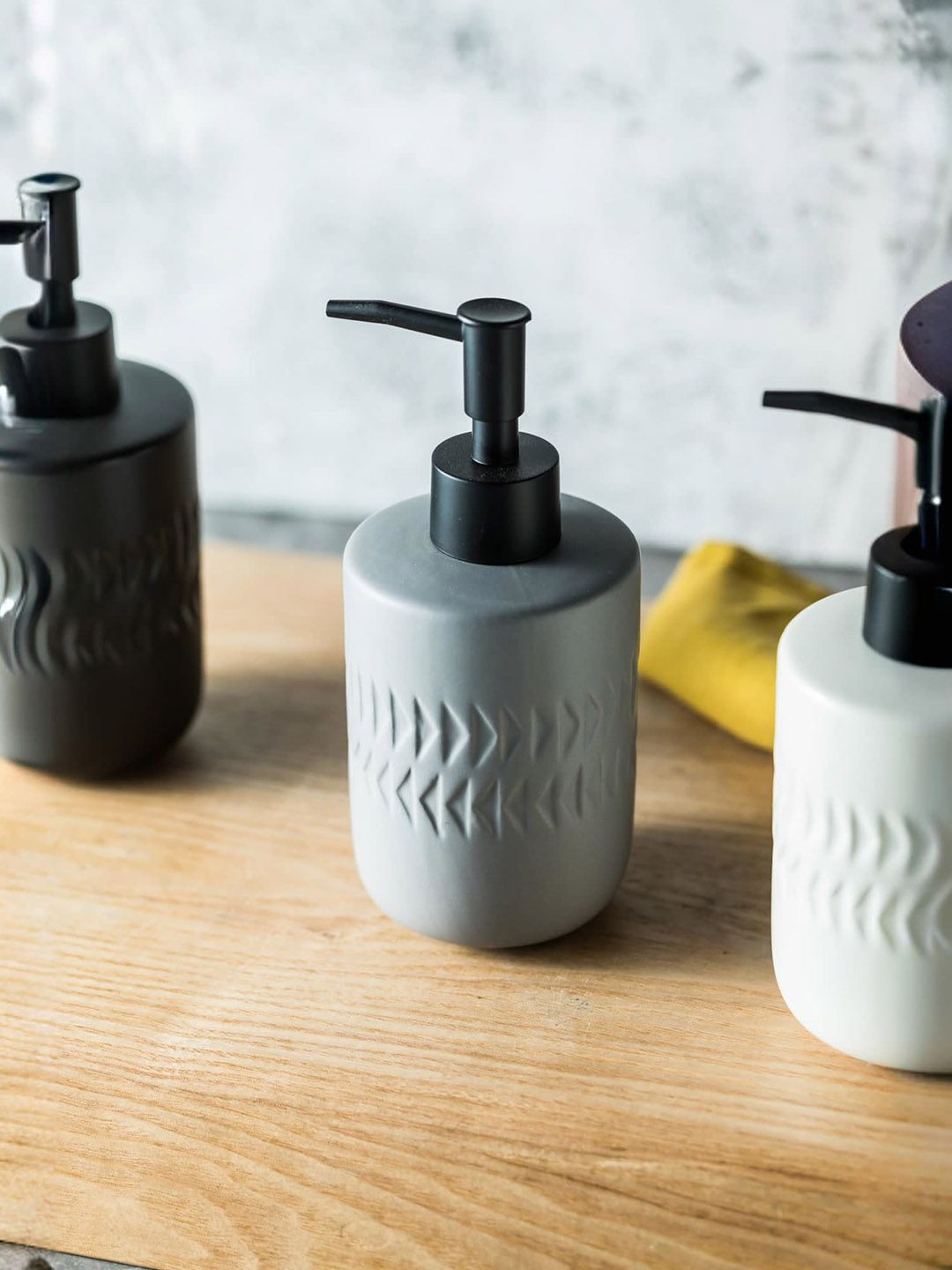 UMAI Brown Textured Matte Ceramic Soap Dispenser 250 ml