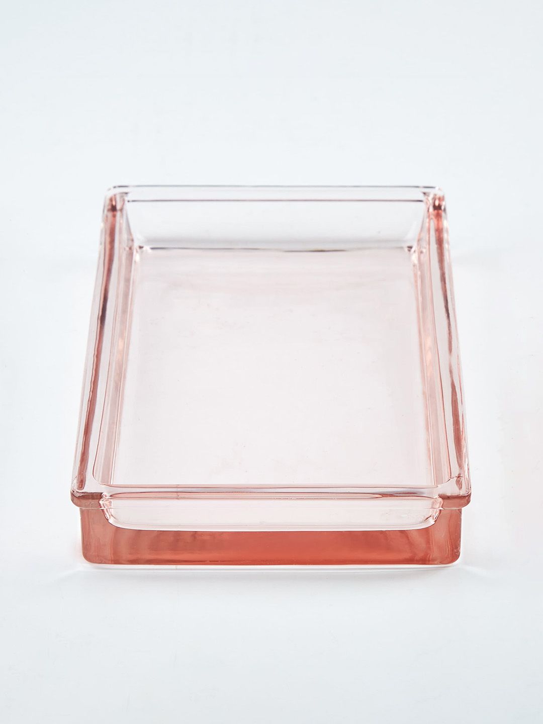 Home Centre Pink Striped Glass Soap Dish