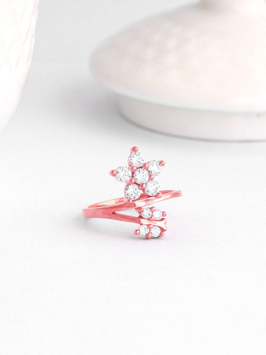 GIVA GIVA 925 Sterling Silver Rose Gold-Plated CZ-Studded Ring