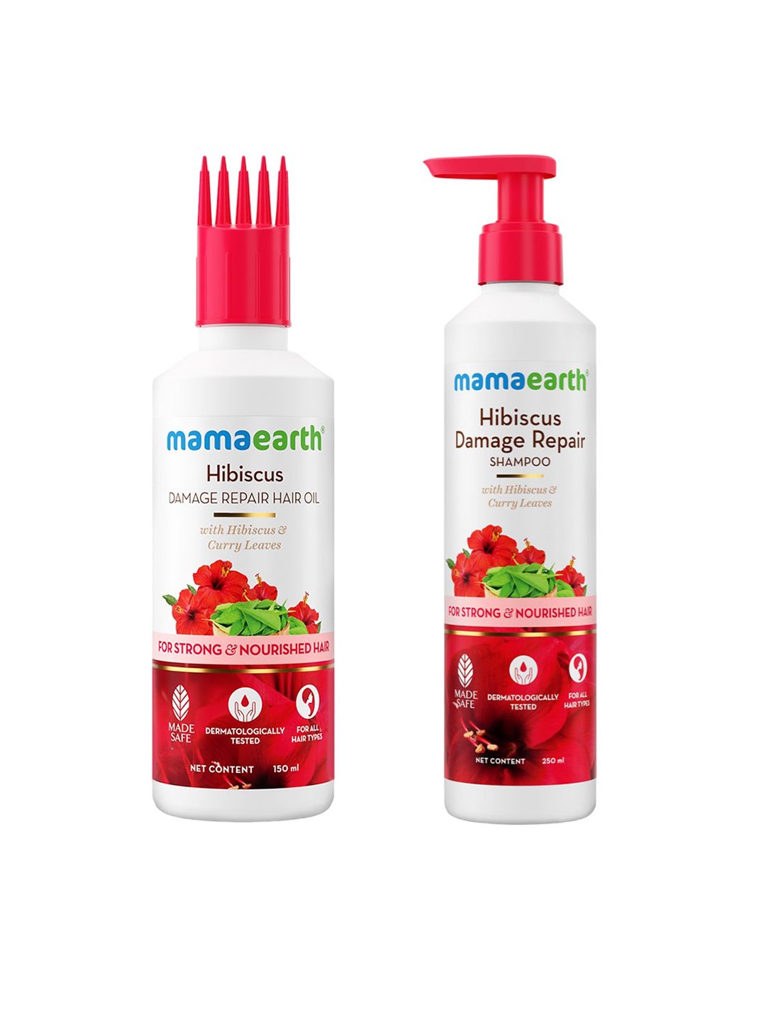 Mamaearth Hibiscus Damage Repair Hair Oil 150ml & Damage Repair Shampoo 250ml