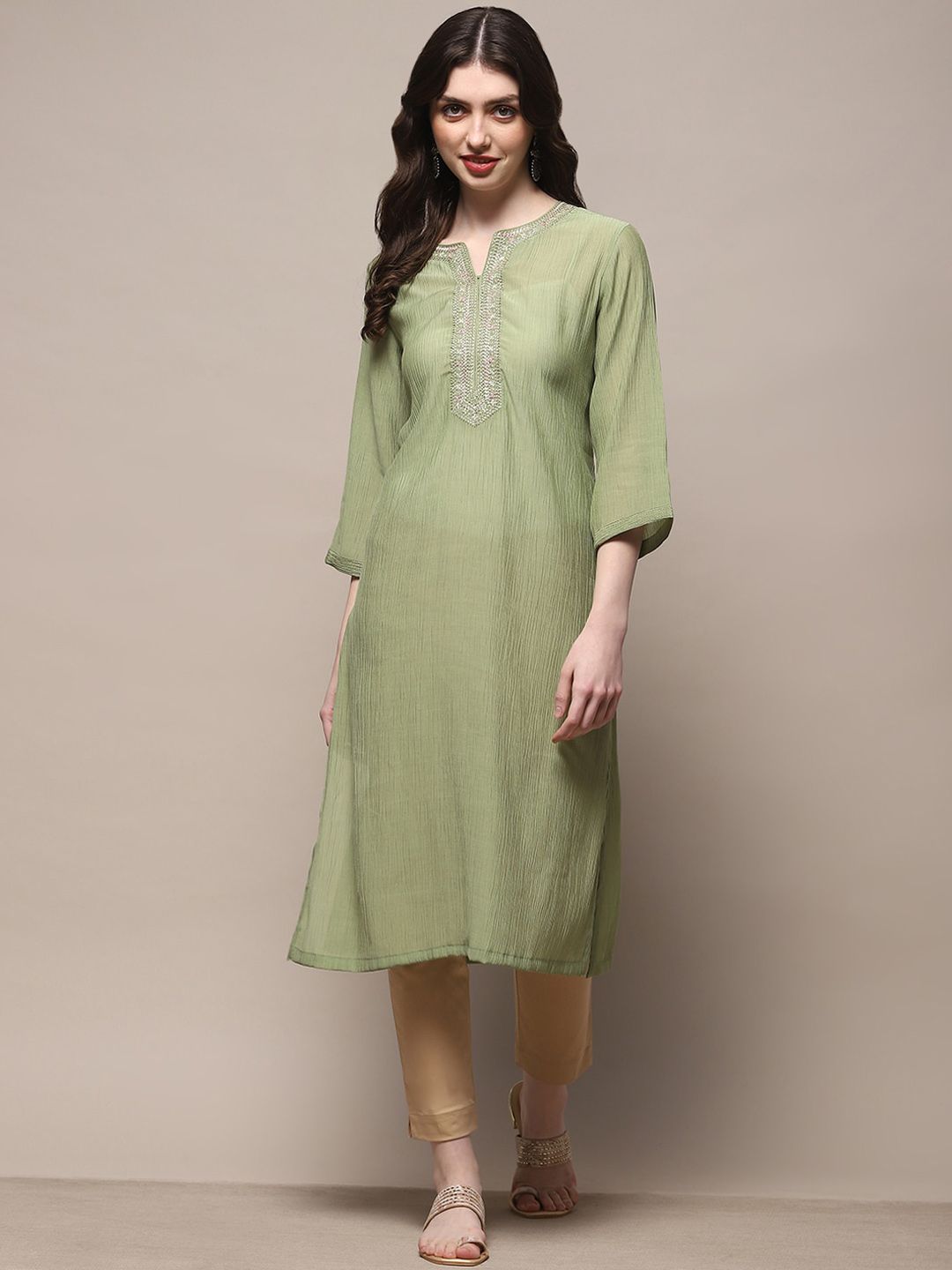 Biba Biba Women Keyhole Neck Thread Work Republic Day Republic Day Kurta