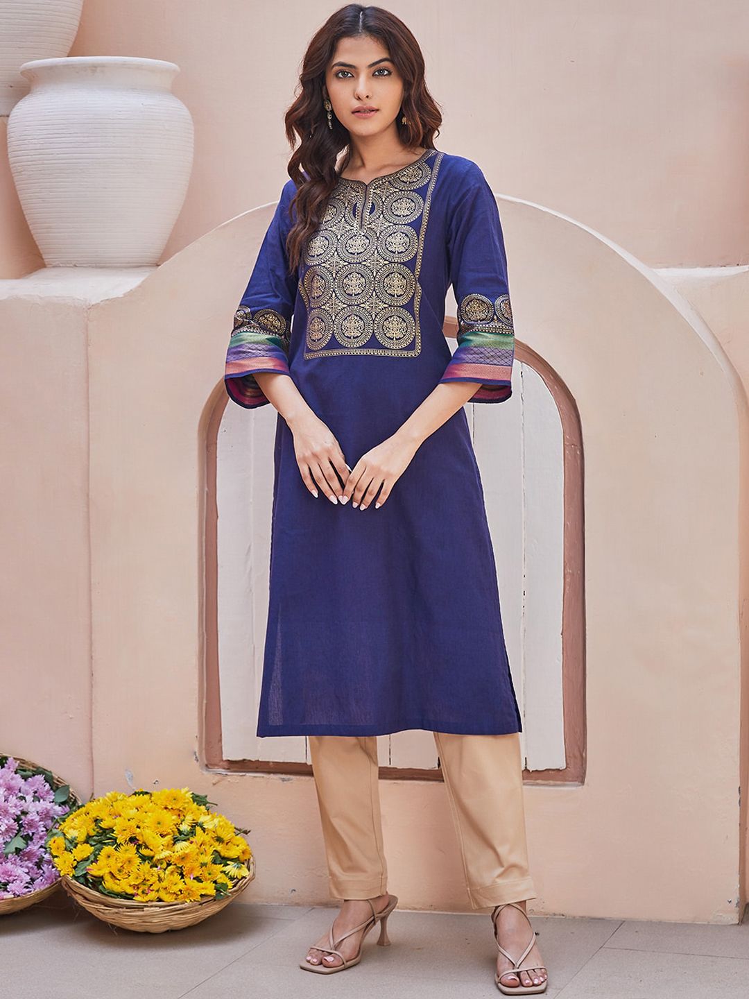 Biba Navy Blue Kurtas - Buy Biba Navy Blue Kurtas online in India