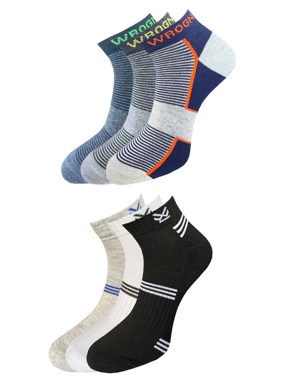 WROGN Men Pack of 6 Patterned Ankle-Length Socks