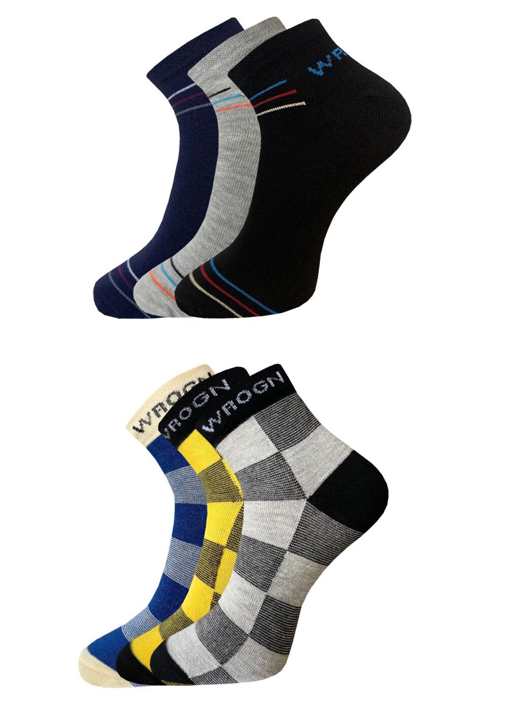 WROGN X fwd Men Pack Of 6 Patterned Ankle-Length Socks