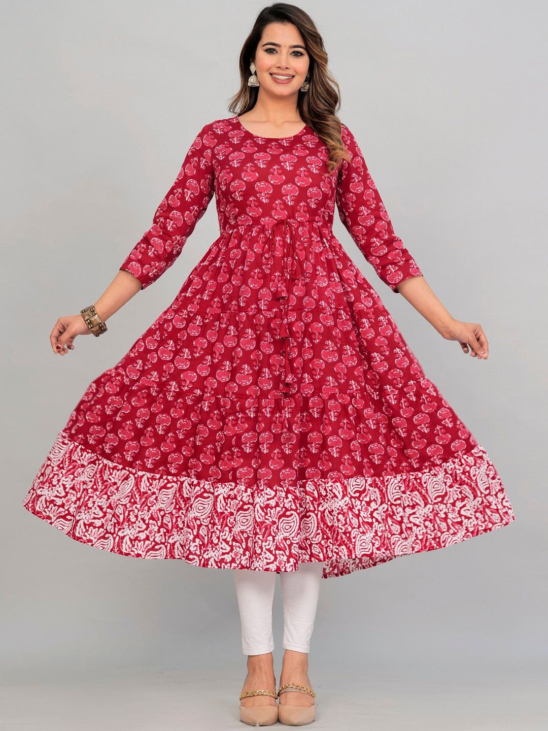 SGRF Women Ethnic Motifs Yoke Design Flared Sleeves Gotta Patti Maternity Anarkali Kurta