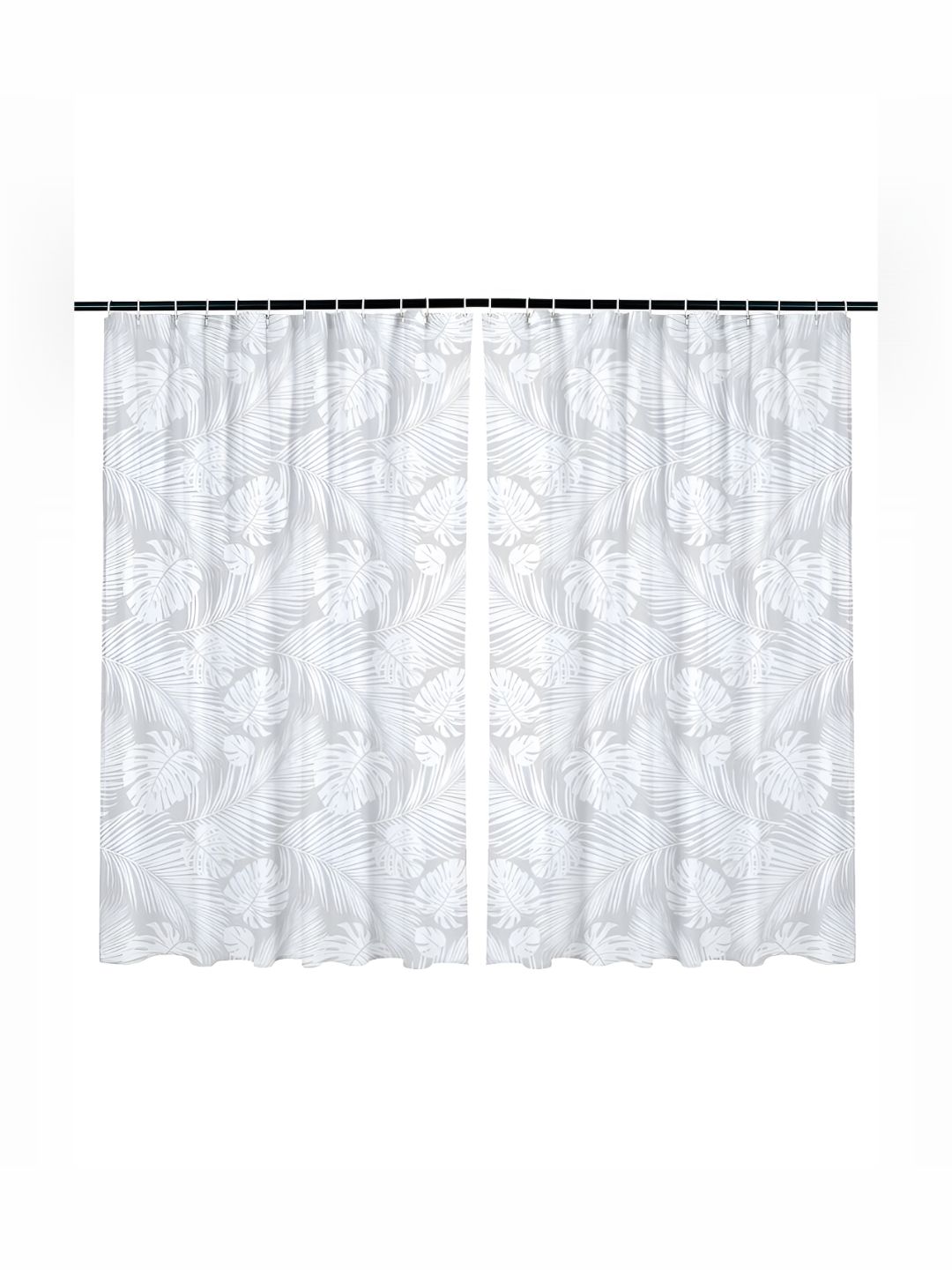Kuber Industries 2 Pieces White Printed Shower Curtains