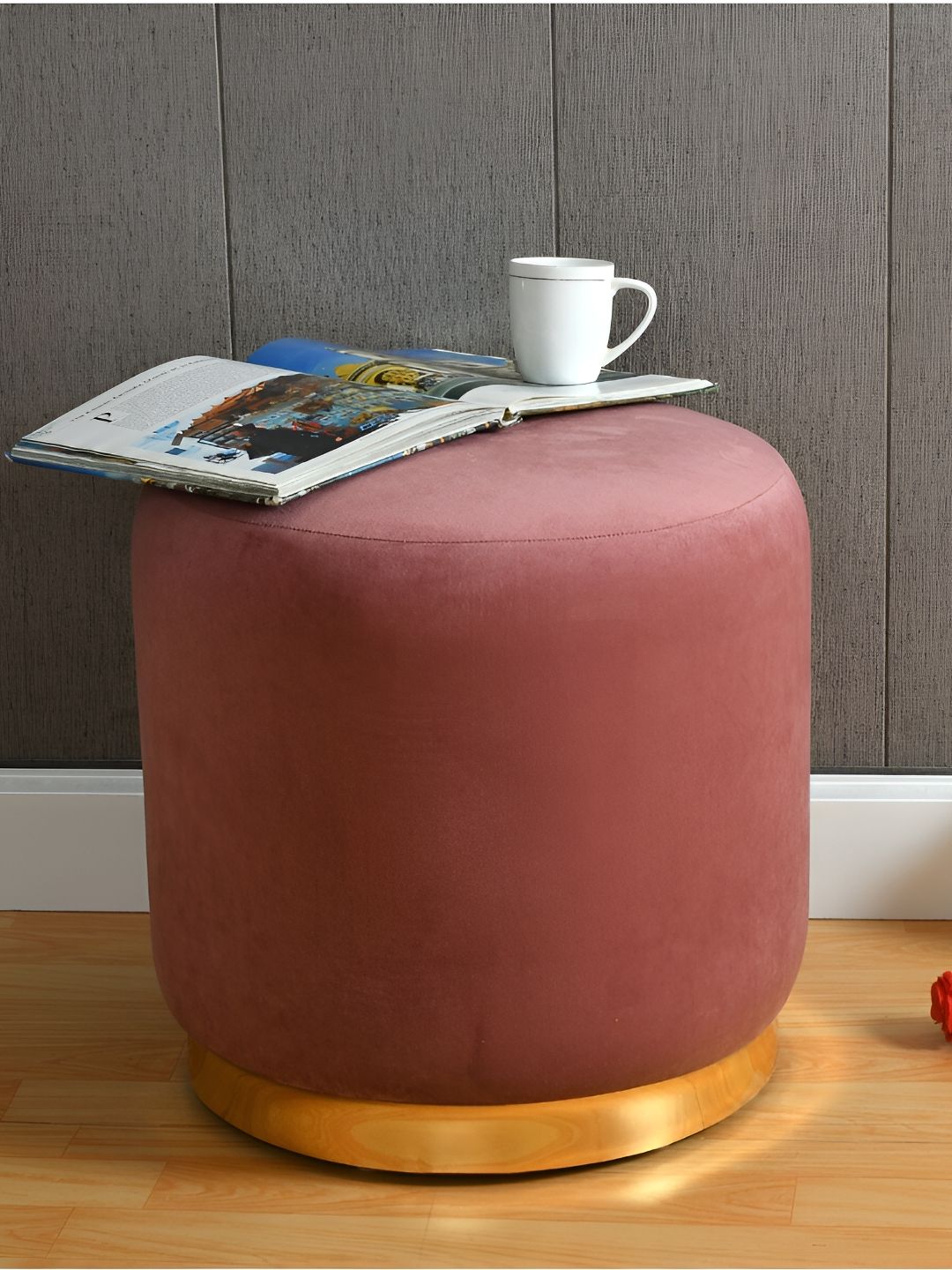 Shadowkart Pink Wooden Pouffes Sitting Mudda Ottomans
