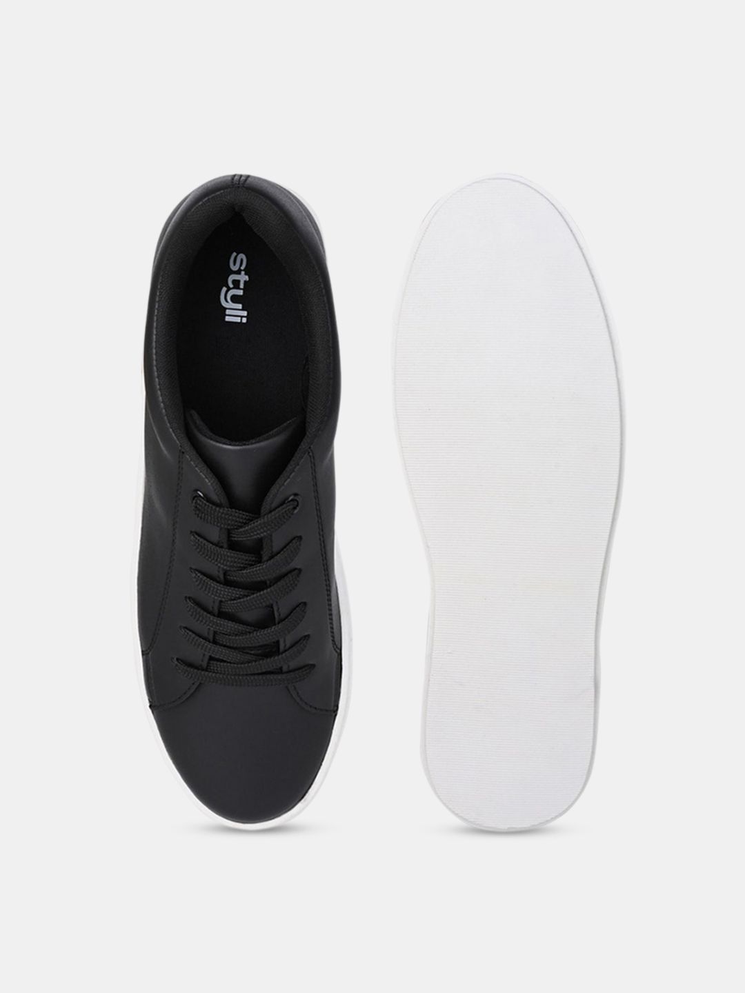 Buy Styli Faux Leather Lace Up Sneakers - Casual Shoes for Men