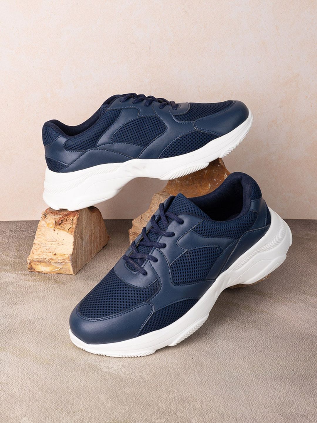 Styli Men Chunky Mesh Detail PU Sneakers