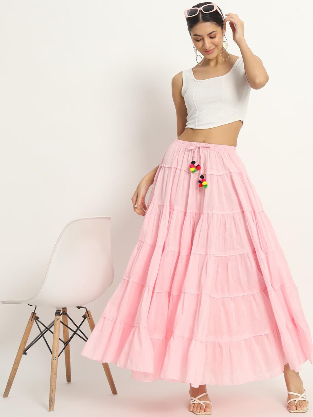 Buy ZRI Pure Cotton Flared Maxi Skirt - Skirts for Women 28160802
