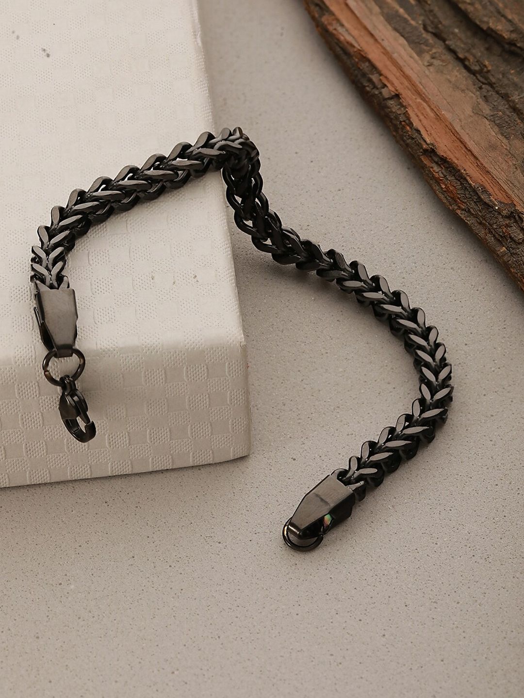 Jazz and Sizzle Men Rhodium-Plated Link Bracelet