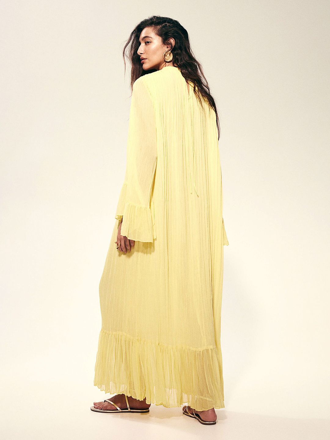 h&m pleated kaftan dress Women's Light beige/White Satin kaftan dress