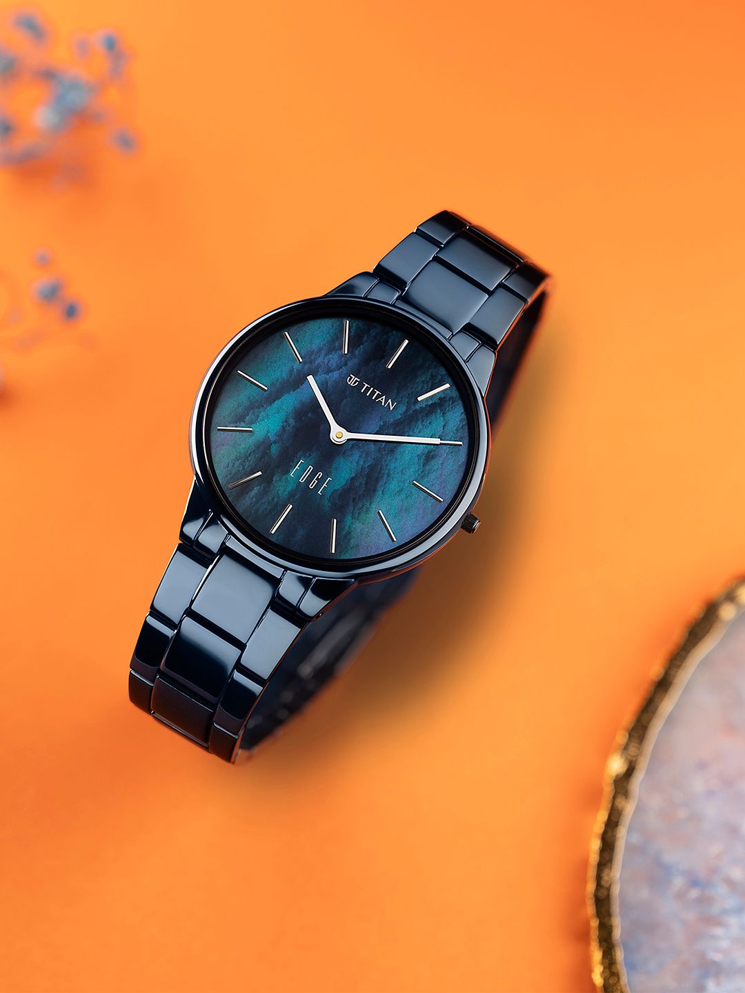 Titan Titan Edge Metal Ladies Allure Quartz Analog Blue Mop Dial Watch For Women - Nt2734qm02