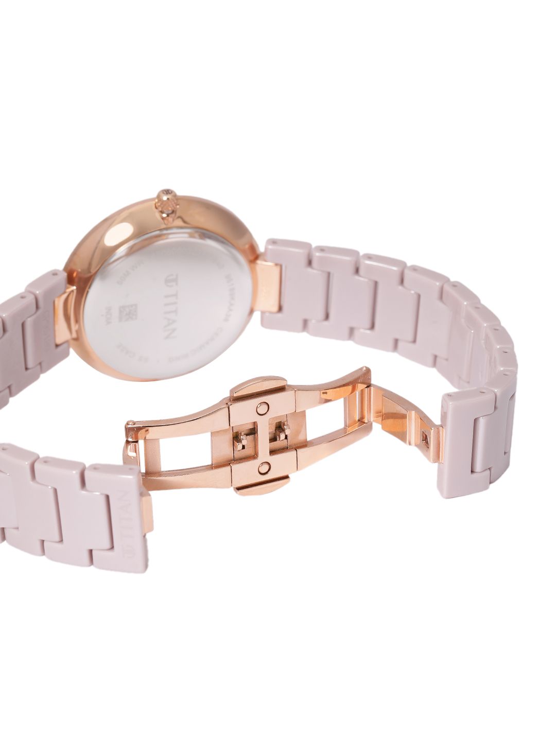 Purple Ceramics Quartz Analog With Grey Dial Watch For - Nt95189kc08