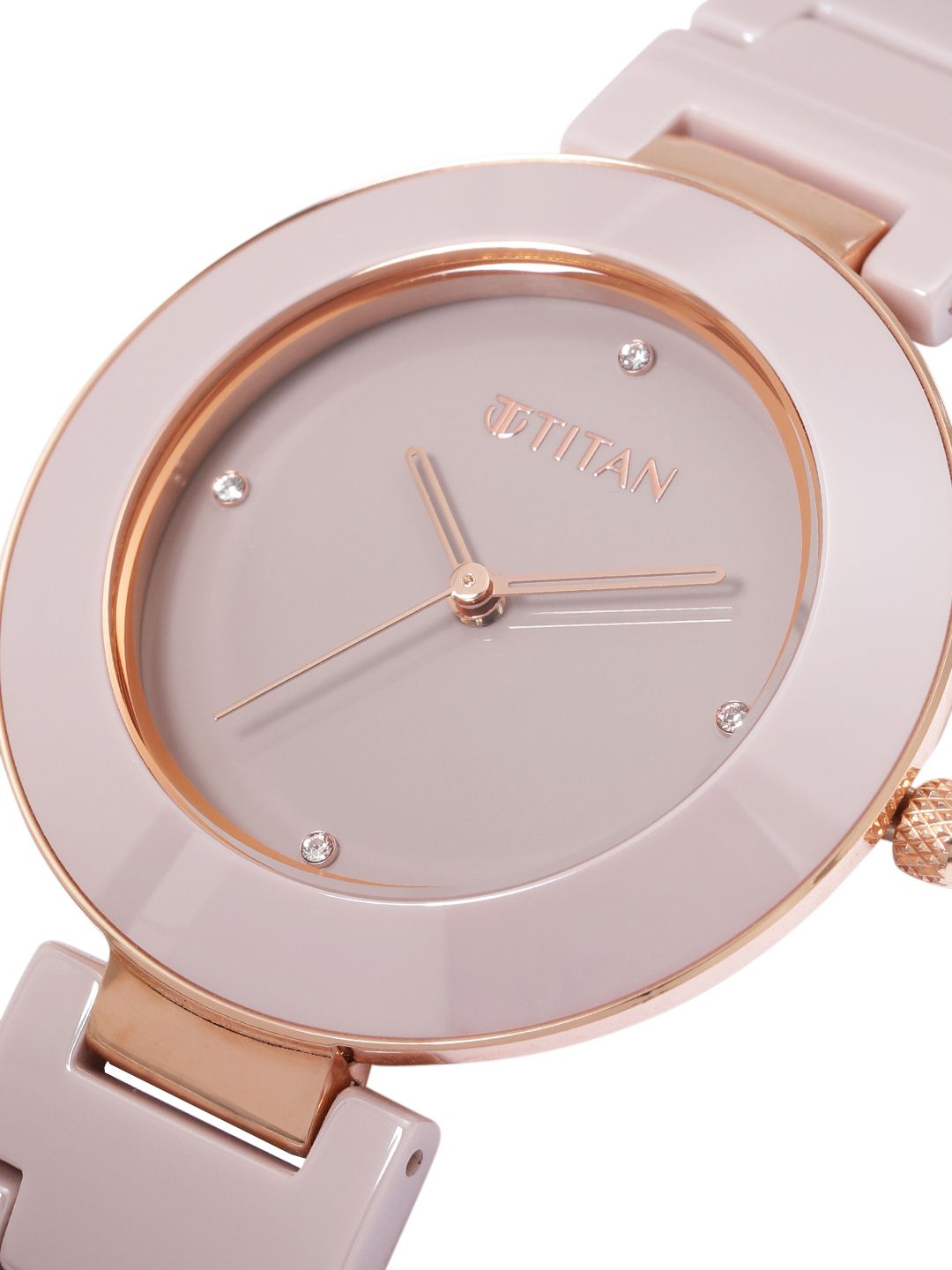 Purple Ceramics Quartz Analog With Grey Dial Watch For - Nt95189kc08