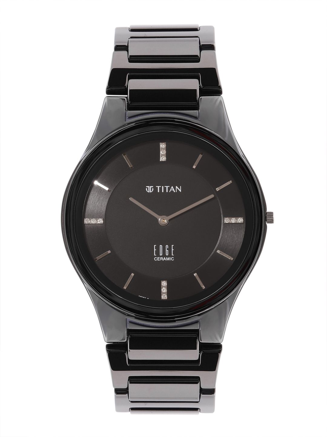 Titan Titan Edge Ceramic Dress Diamonds Quartz Analog Black Dial Watch For Men - Nt1696nc12