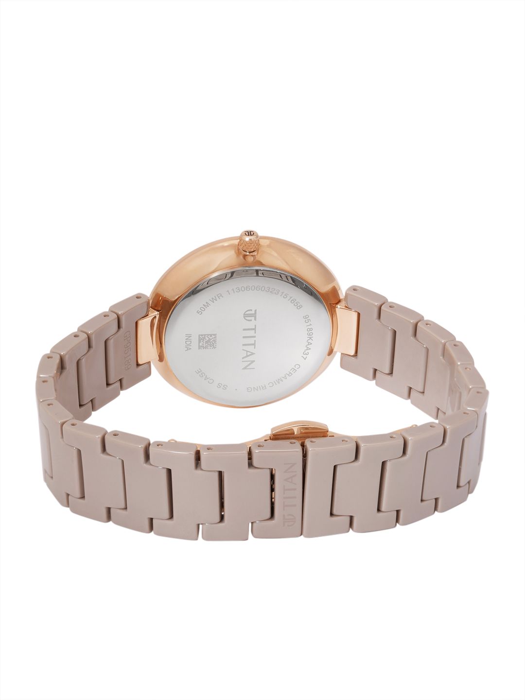 Purple Ceramics Quartz Analog With Brown Dial Watch For - Nt95189kc07