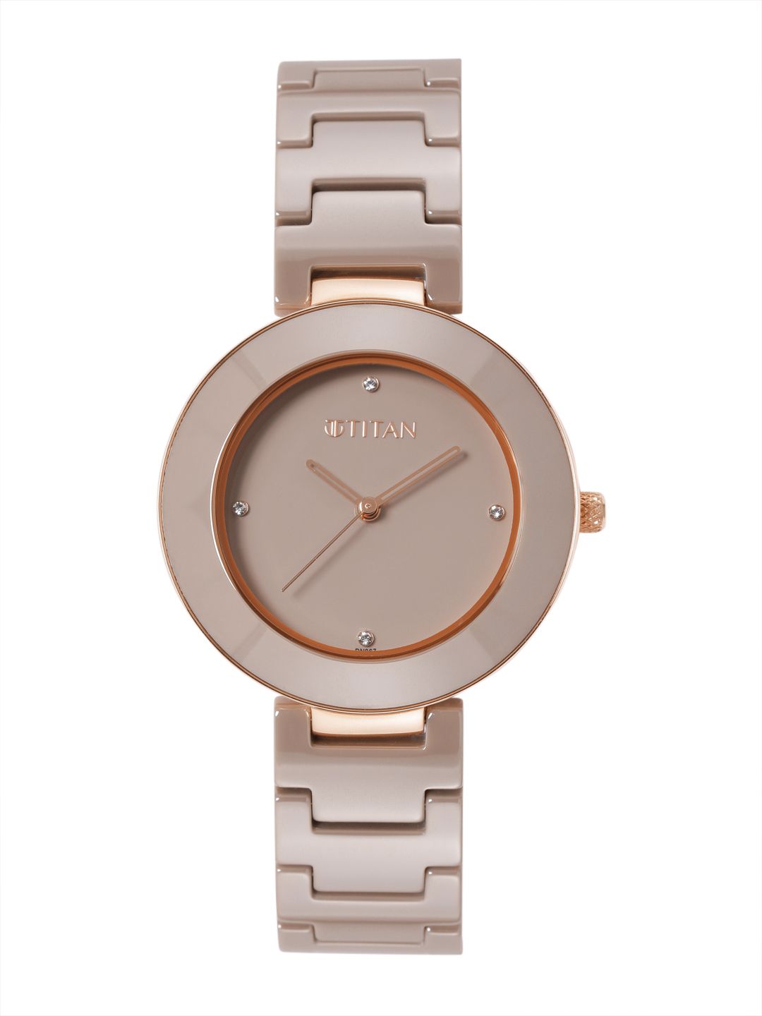 Purple Ceramics Quartz Analog With Brown Dial Watch For - Nt95189kc07