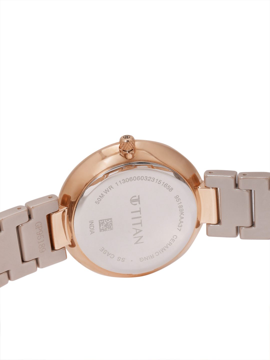 Purple Ceramics Quartz Analog With Brown Dial Watch For - Nt95189kc07