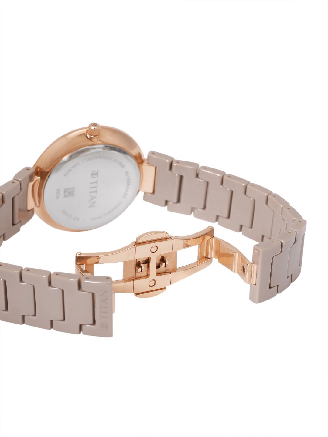 Purple Ceramics Quartz Analog With Brown Dial Watch For - Nt95189kc07