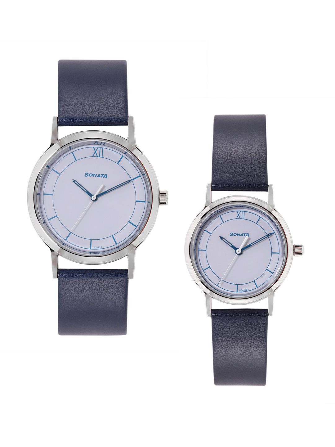 Sonata Sonata Unisex His and Her Watches Leather Analogue Watch  7712787046SL01P