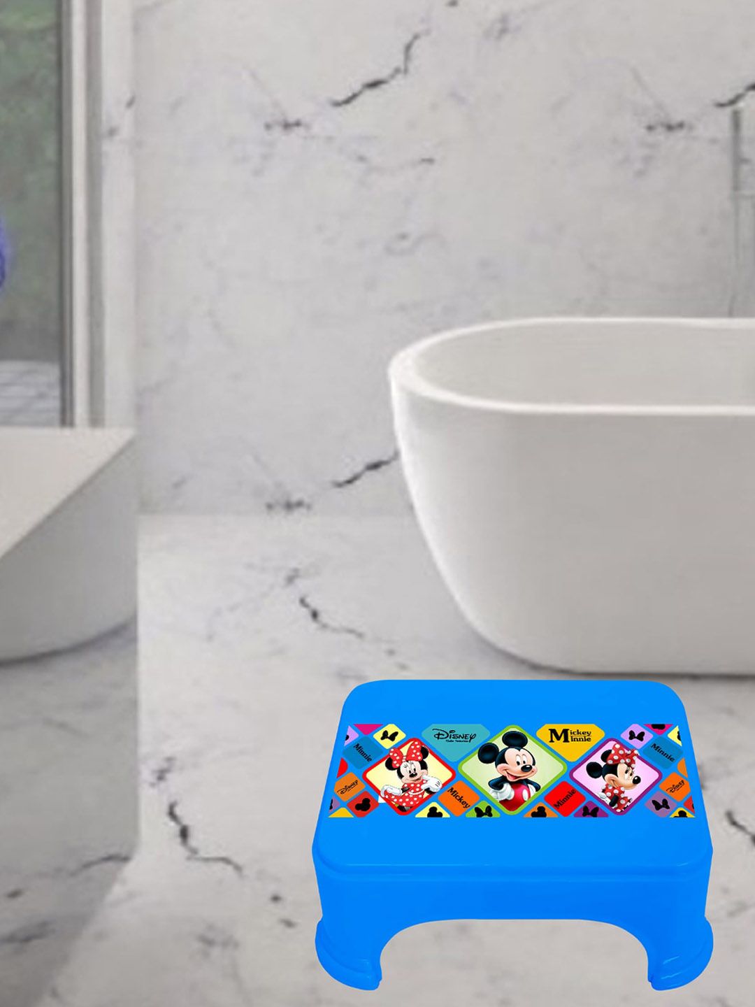 Kuber Industries Blue & Pink 3 Pieces Printed Bathroom & Kitchen Stool