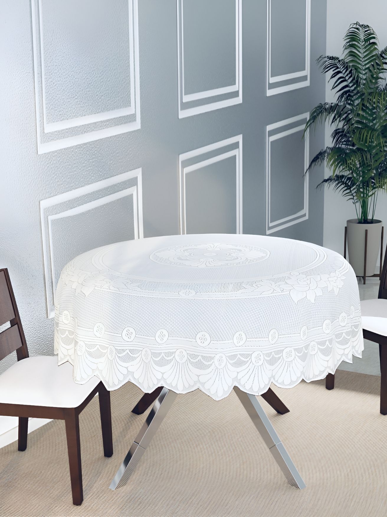 BIGGER FISH BIGGER FISH White Cotton 6-Seater Table Cover