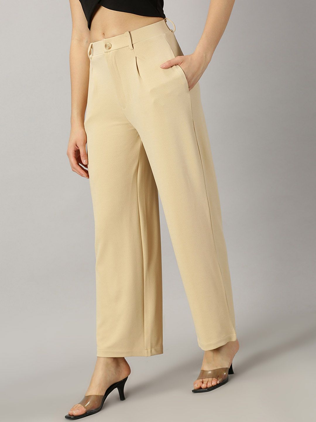 Buy AUSK Women Relaxed High-Rise Knitted Trouser - Trousers for