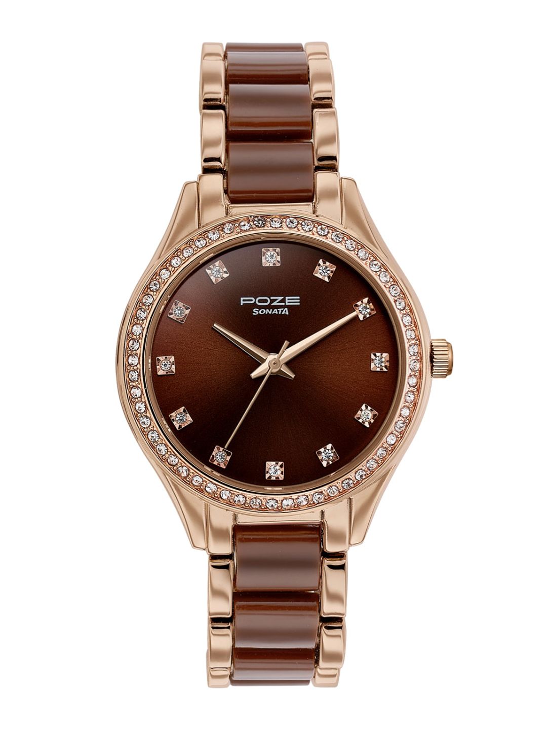 Sonata Poze Quartz Analog With Brown Dial Watch For Women - Sp80054kd02w