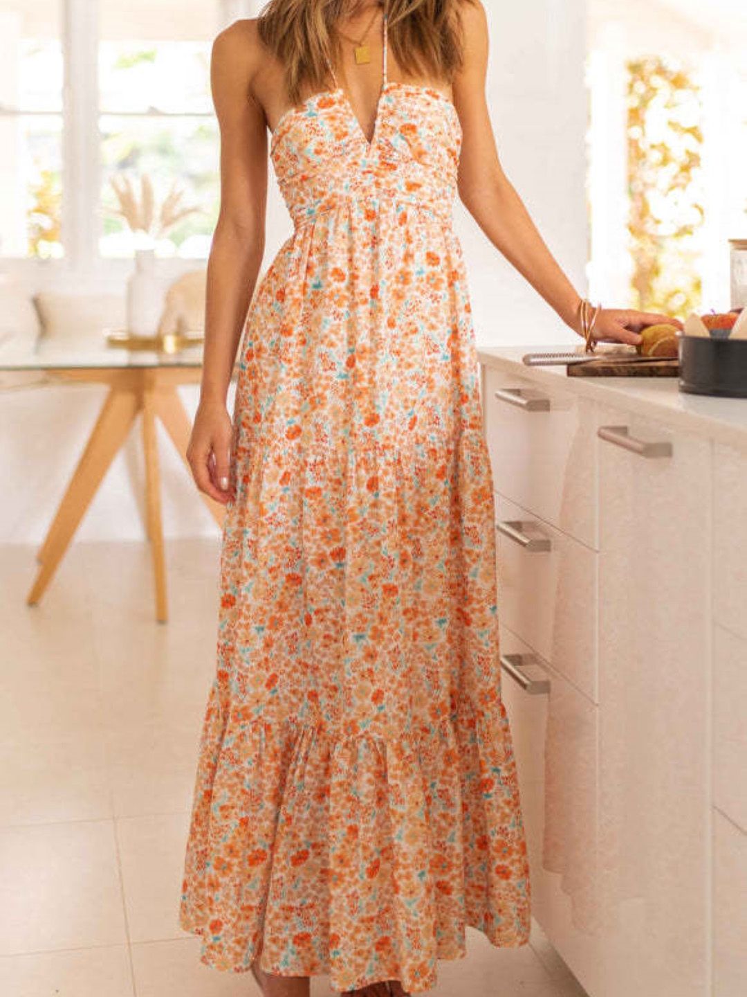StyleCast StyleCast Women Floral Print Halter Neck  Maxi Dress