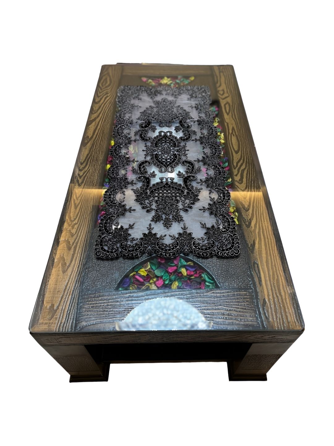 MONKDECOR Black Embroidered Table Runners