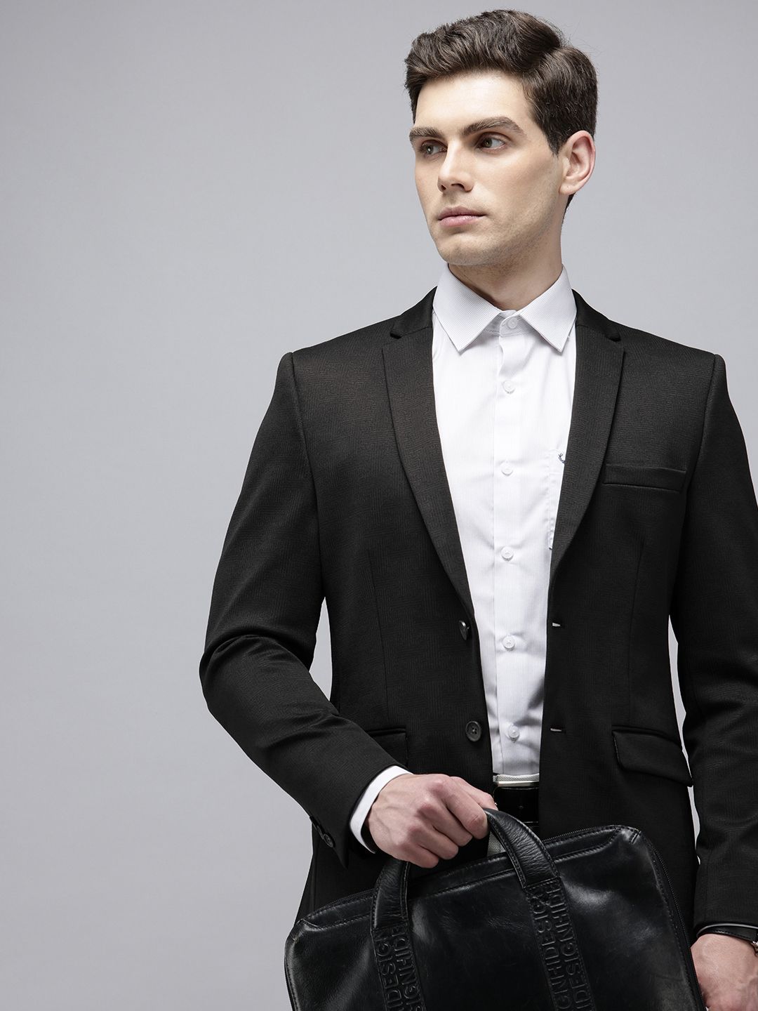 Van Heusen Slim Fit Self Design Single-Breasted Formal Blazer