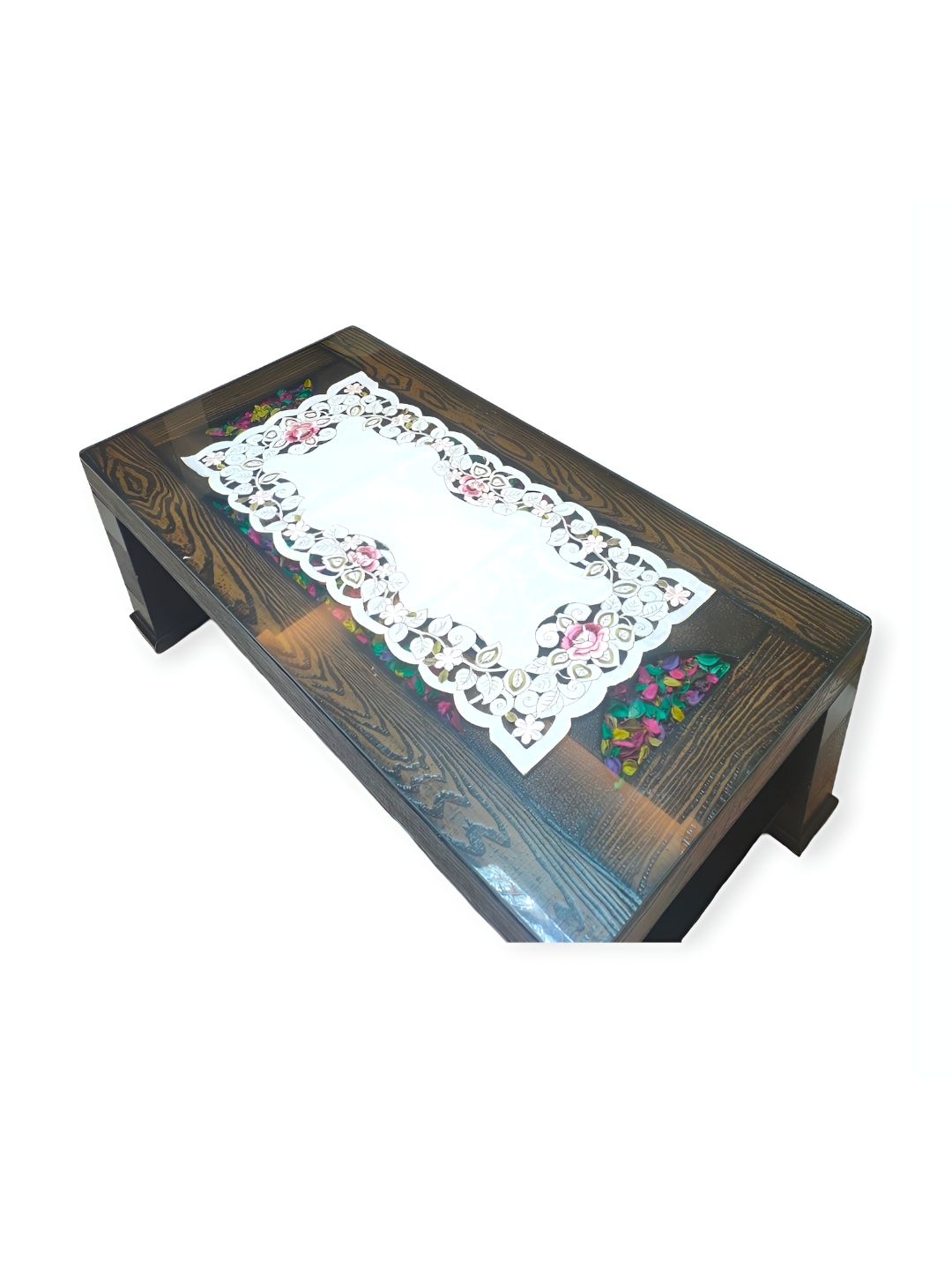 MONKDECOR White Embroidered Table Runners